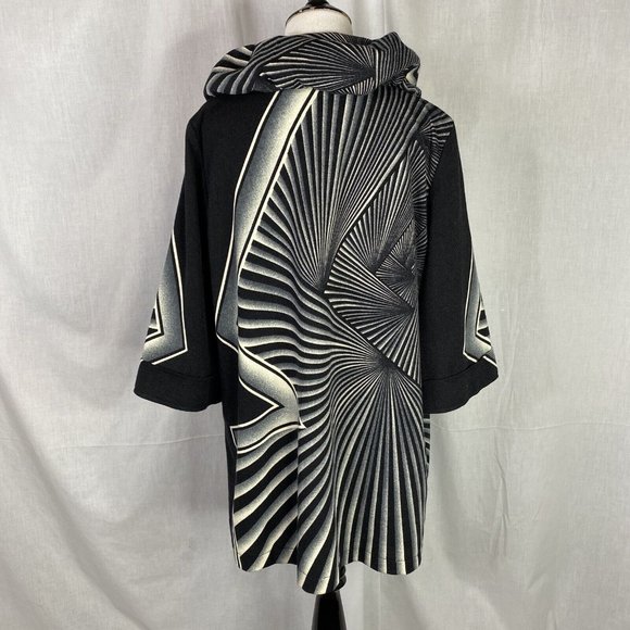 Damee Inc Art geometric striped Lined Mesh Wire Collar Swing Jacket size Medium - Picture 2 of 11